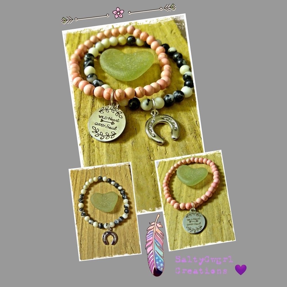 BOHO GYPSY MIXED GEMSTONE CHARM BRACELETS